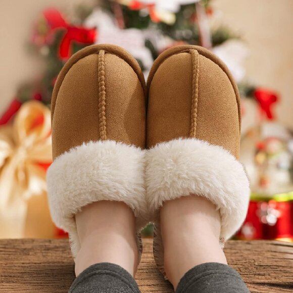 Women's Chestnut Comfy Memory Foam Slippers Closed-Toe Indoor House Shoes - Picture 7 of 11